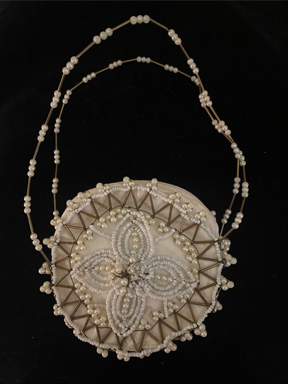 1950s/1960s vintage Ivory Cream Beaded Floral wedding bridal clutch unique